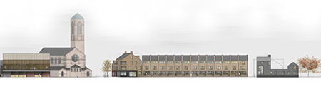 Elevation of the development, seen from the canal (image:Haworth-Tompkins)