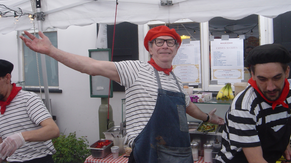 Michel at the Bookbinders does a roaring trade in crepes