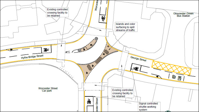 The traffic will be separated into two flows, linking north to west and south to east