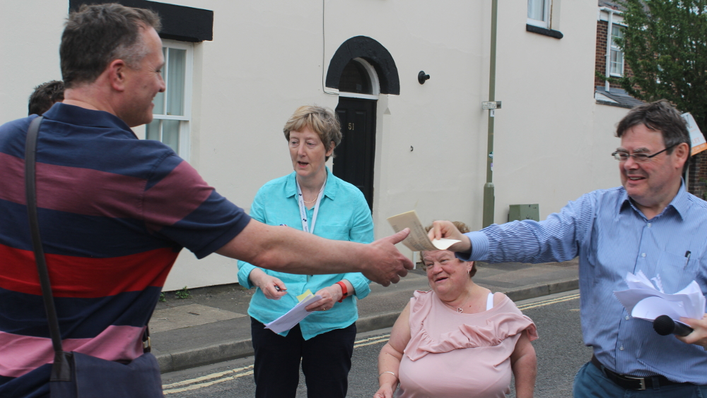 Left to right: raffle prize winner Chris Johnson, JCA chair Charlotte Christie, Community Centre administrator Sue Pead, and JCA vice-chair Henry Gibbon handing over the prize