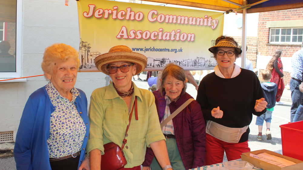The Street Fair relies on many volunteers. Left to right: Beatrice Lucas, Joëlle Mann, Margaret Adams and Ro Strawson
