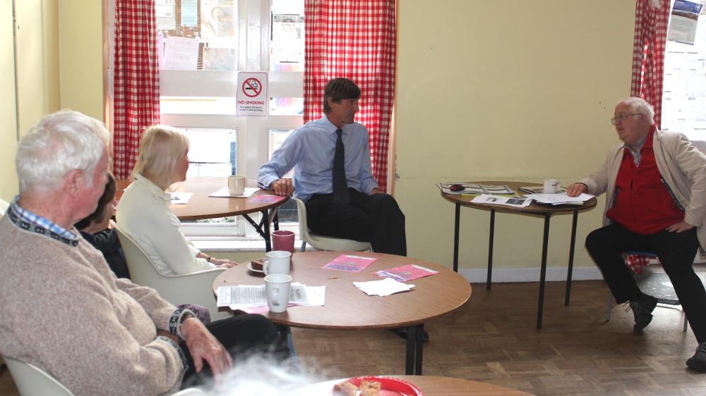 Richard Dick (centre) Chair and CEO of Lucy Group talking at the Jericho Community Centre.