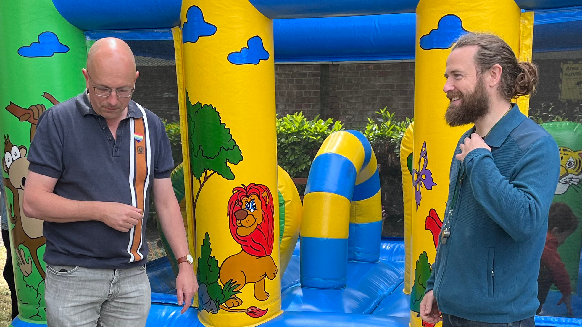 <p>Alexes Hollingsworth and Towler manage the ever-popular bouncy castle.</p>