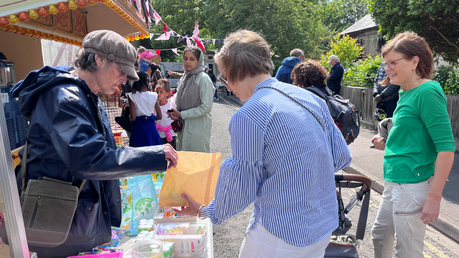 <p>Dympna Irwin hands out free JCA party bags for lucky children</p>