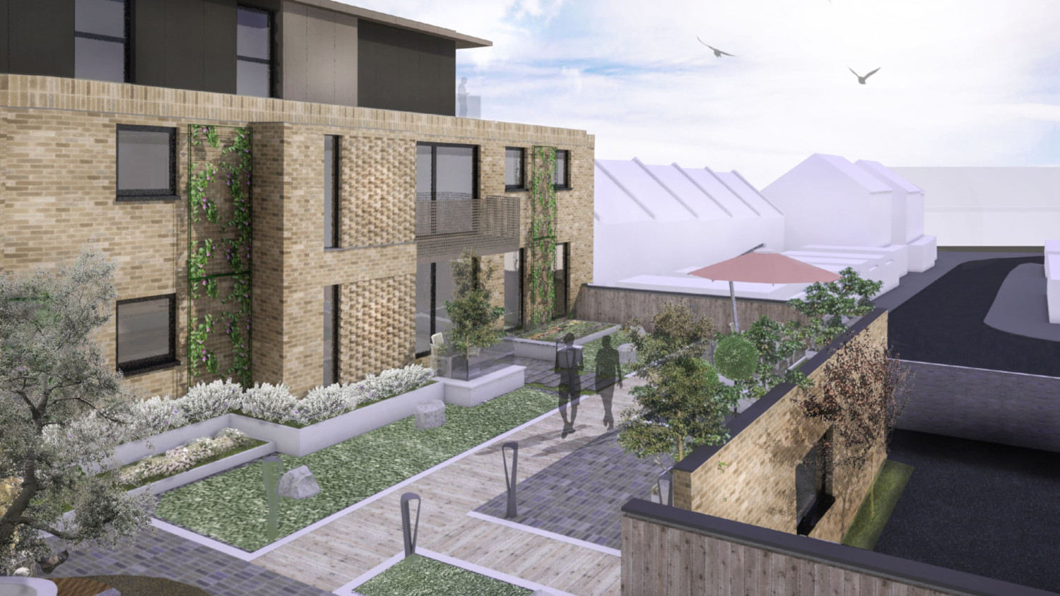 Podium garden terrace with a view down Cranham Street