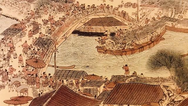 The original Song dynasty bridge portrayed in an ancient scroll - the only record of its form